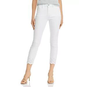 Jen 7 7 For All‎ Mankind Womens Eyelet-Hem Skinny Ankle Jeans in White Size 2